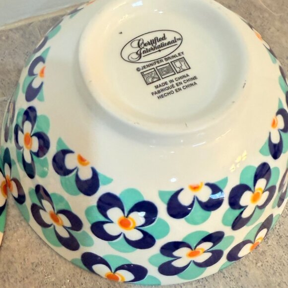 Retro Style Kitchen Bowls Set of 4 Flower Power All Purpose Blue Aqua Soup Salad - Picture 16 of 16